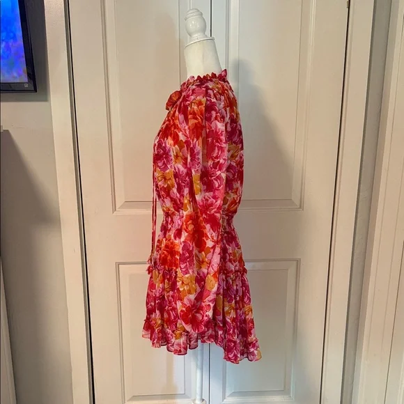 Misa Los Angeles Pink and Red Floral Blouse - Picture 2 of 3